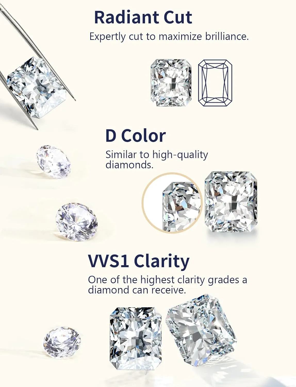 D Color VVS1 Clarity Moissanite Sparkle Dangle Hoop Earrings for Women, Radiant Cut/Pear Cut/Round Cut/Star/Sun, Solid 925 Sterling Silver, Anniversary Valentines Mother's Day Jewelry