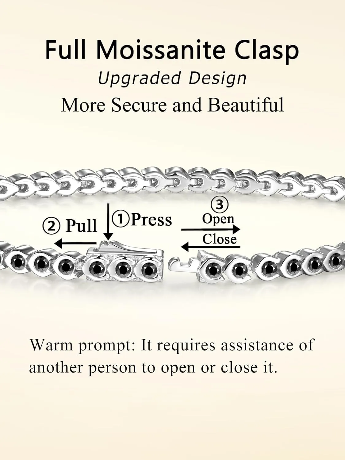 D Color VVS1 Clarity Moissanite Tennis Bracelet for Women, Really Authentic Solid 925 Sterling Silver, 5.5-7.5inch (14-19cm), Birthday Anniversary Valentines Mothers Day Ideal Gift for Her