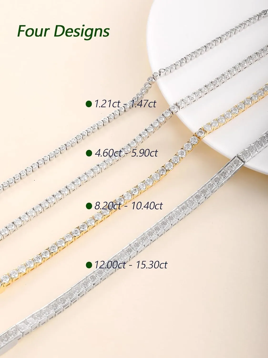 D Color VVS1 Clarity Moissanite Tennis Bracelet for Women, Really Authentic Solid 925 Sterling Silver, 5.5-7.5inch (14-19cm), Birthday Anniversary Valentines Mothers Day Ideal Gift for Her