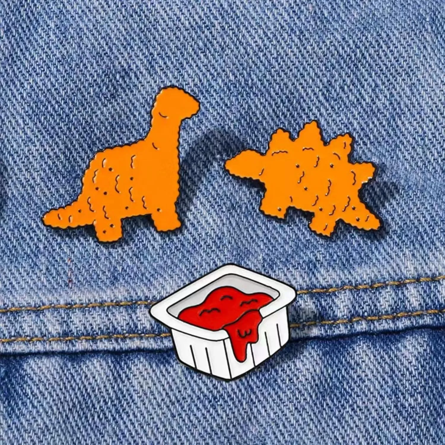 Dinosaur Chicken Nugget Enamel pin for Women Men Lapel Brooch Badge Pin for Backpack Bag