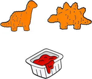 Dinosaur Chicken Nugget Enamel pin for Women Men Lapel Brooch Badge Pin for Backpack Bag
