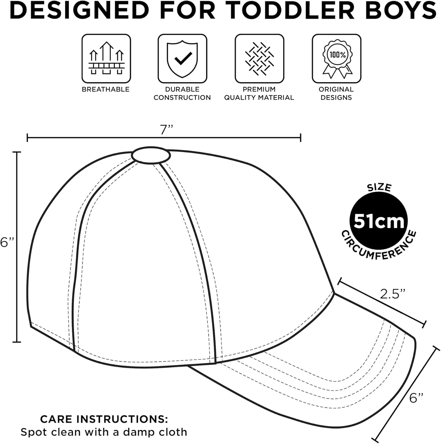 Disney Boys Baseball Hat, Lightning McQueen Adjustable Cap For Toddler 2-4 Or Kids Ages 4-7