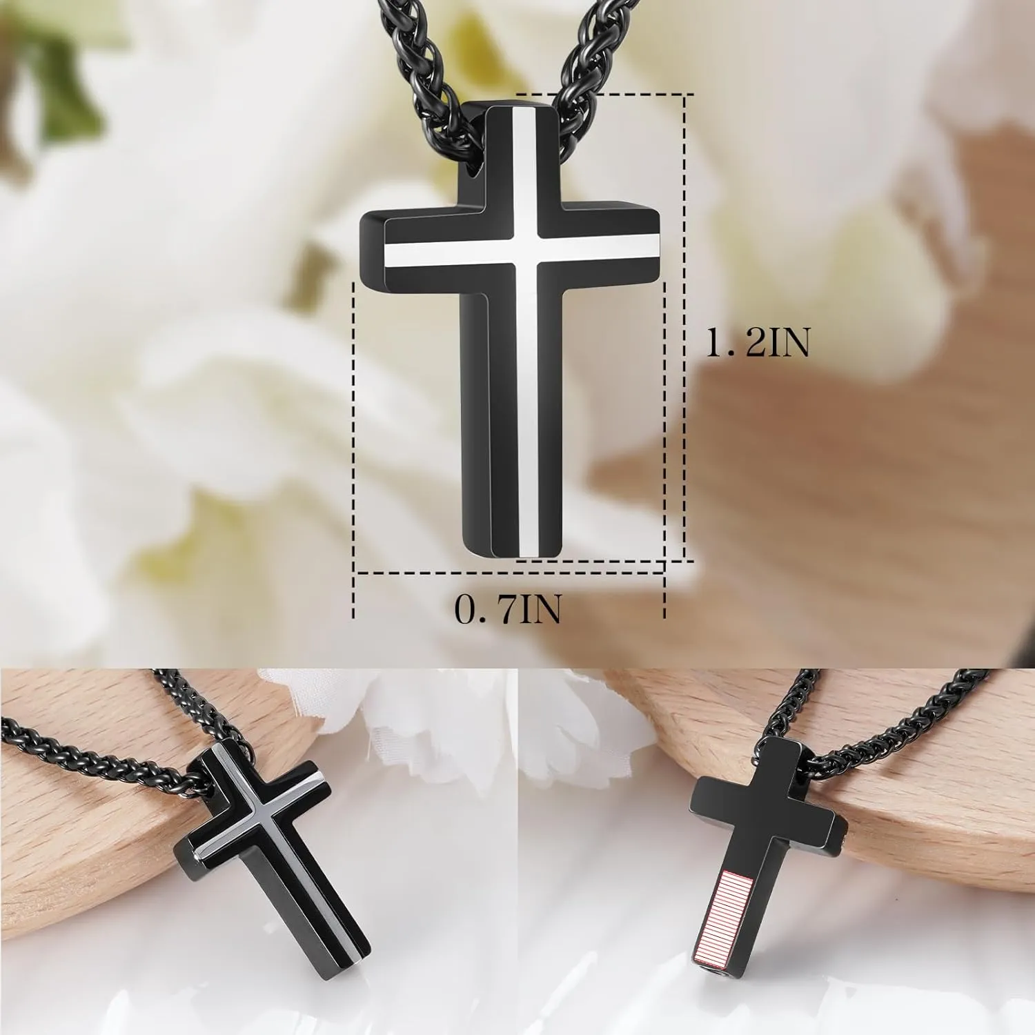 Dletay Cremation Urn Necklace for Ashes Cross Cremation Jewelry Stainless Steel Ashes Necklace for Women Men Keepsake Urn Pendant Ashes Holder