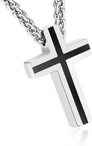 Dletay Cremation Urn Necklace for Ashes Cross Cremation Jewelry Stainless Steel Ashes Necklace for Women Men Keepsake Urn Pendant Ashes Holder