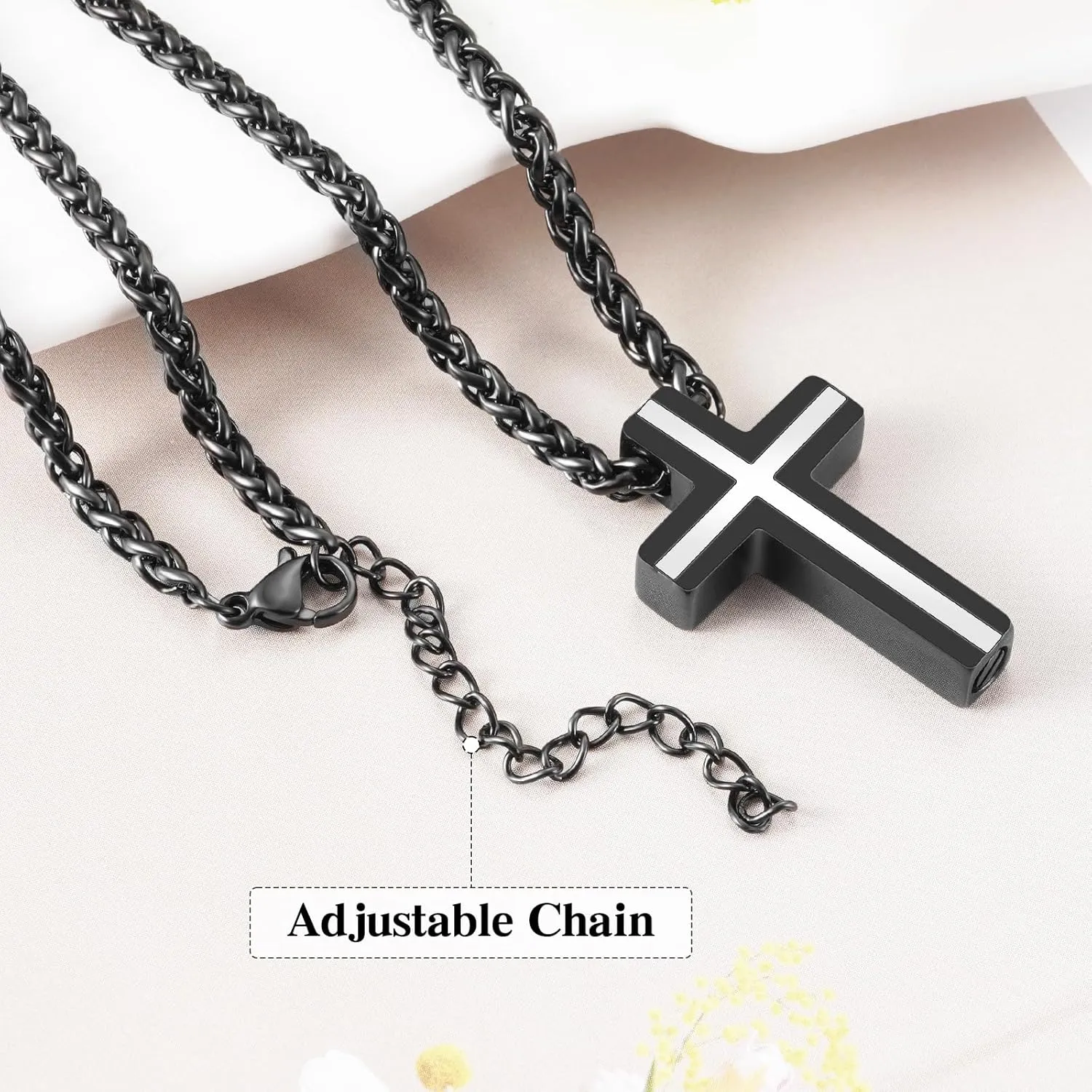 Dletay Cremation Urn Necklace for Ashes Cross Cremation Jewelry Stainless Steel Ashes Necklace for Women Men Keepsake Urn Pendant Ashes Holder