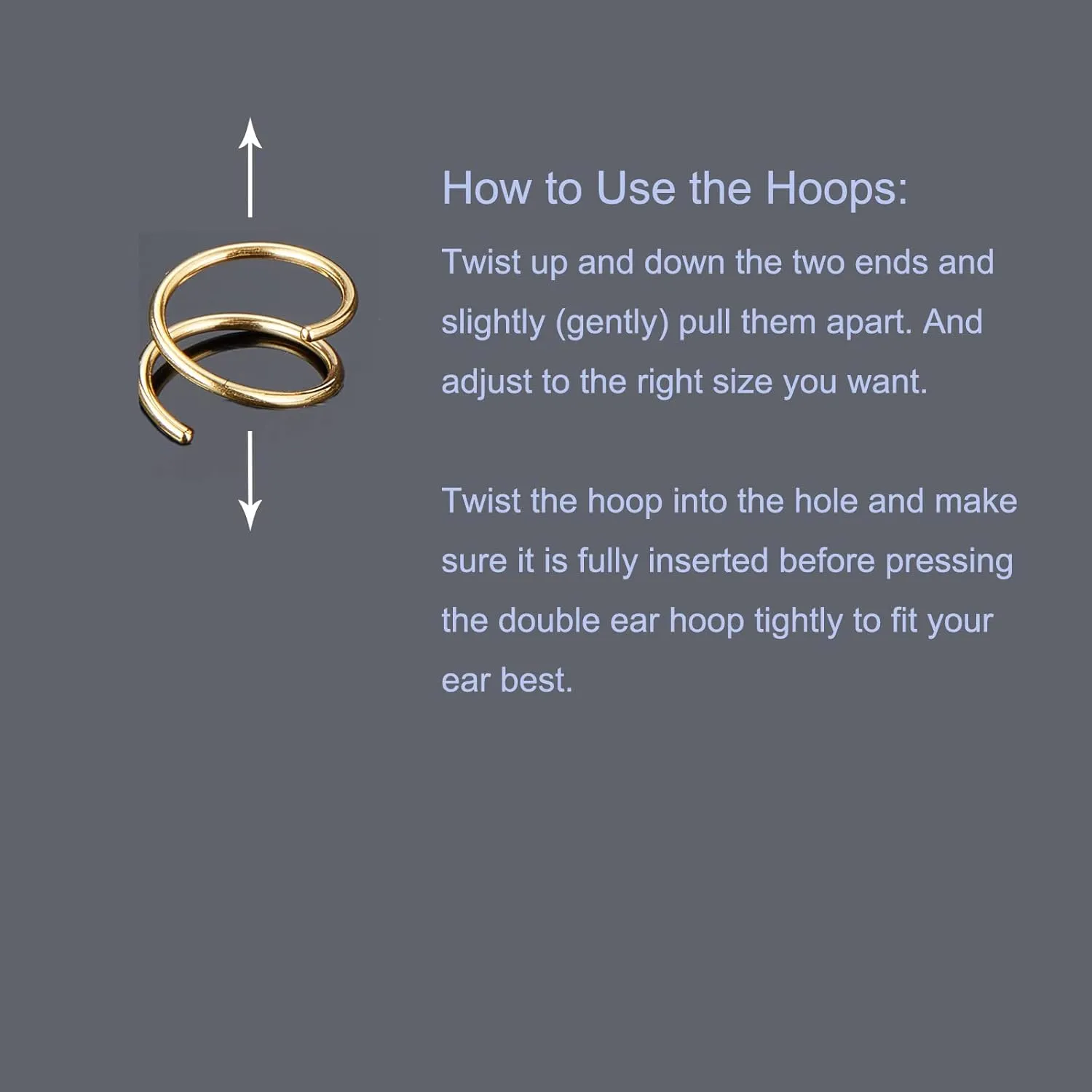 Double Hoop Earrings, Gold & Silver, 12mm, Stainless Steel, Hoop Earring Design, Perfect for Single Piercing or Two, Wrap Back Finding