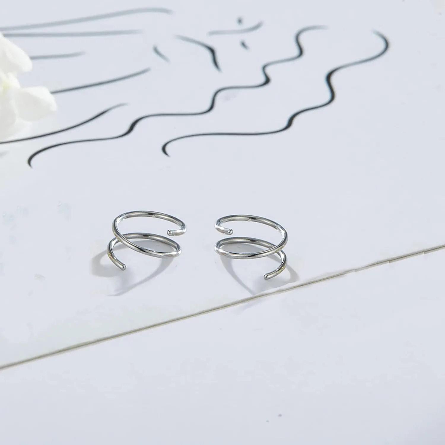 Double Hoop Earrings, Gold & Silver, 12mm, Stainless Steel, Hoop Earring Design, Perfect for Single Piercing or Two, Wrap Back Finding