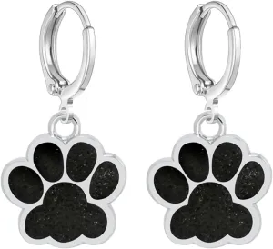Dreuyet Paw Print Dangle Drop Hoop Earrings for Women Glitter Cute Puppy Dog Paw Hoop Earrings Huggie Charm Cat Paw Earrings Dainty Small Footprint Animal Earrings for Dog Cat Pet Lovers