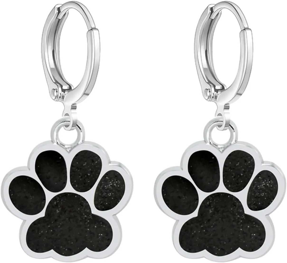 Dreuyet Paw Print Dangle Drop Hoop Earrings for Women Glitter Cute Puppy Dog Paw Hoop Earrings Huggie Charm Cat Paw Earrings Dainty Small Footprint Animal Earrings for Dog Cat Pet Lovers