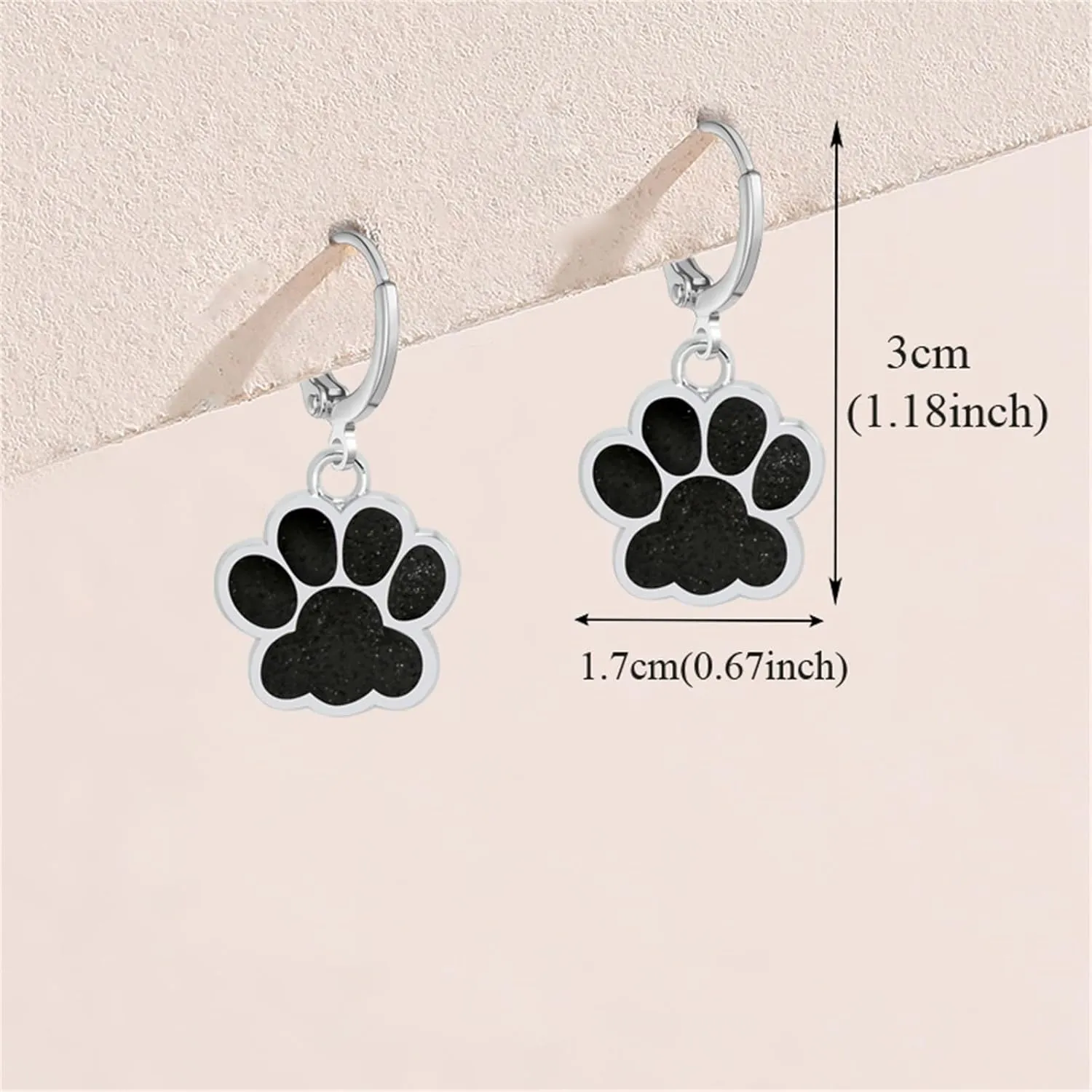 Dreuyet Paw Print Dangle Drop Hoop Earrings for Women Glitter Cute Puppy Dog Paw Hoop Earrings Huggie Charm Cat Paw Earrings Dainty Small Footprint Animal Earrings for Dog Cat Pet Lovers