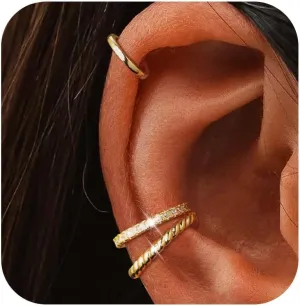 Ear Cuff Earrings for Women Non Piercing Chain Rhinestone Design Cartilage Ear Cuff Jewelry