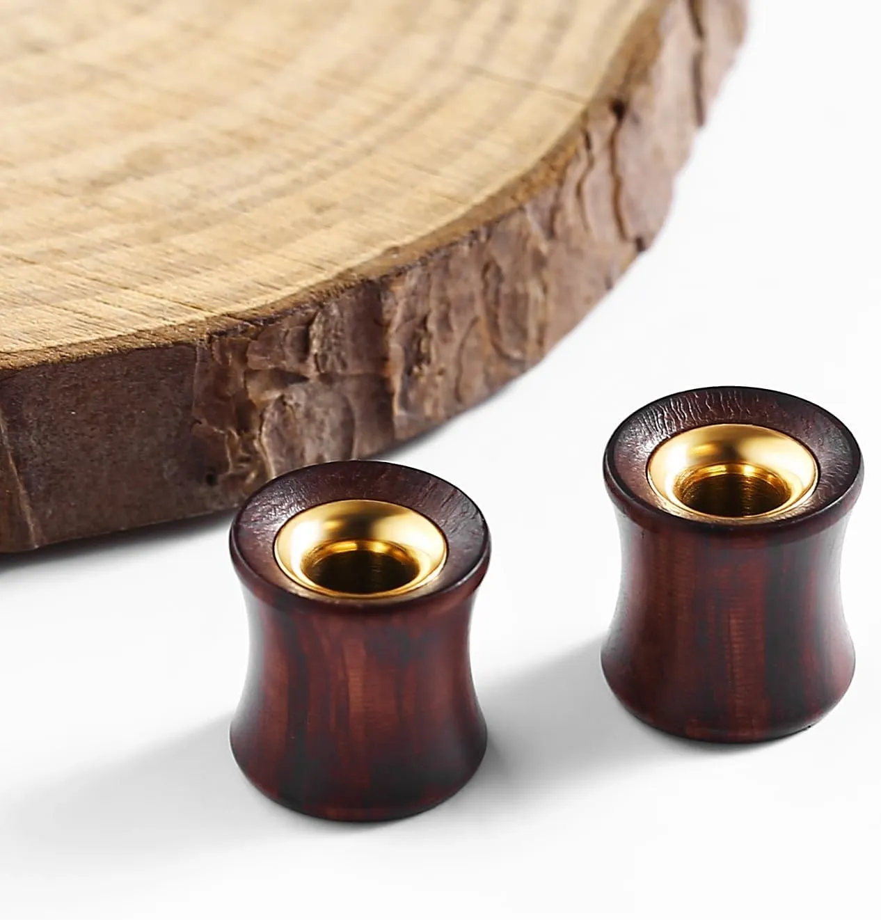 Ear Gauge Expander 00G-7/8 inch, 2PCS Stainless Steel Tunnels for Ears 8mm-22mm Hollow Bicolor Wooden Earrings for Women Body Piercings Jewelry