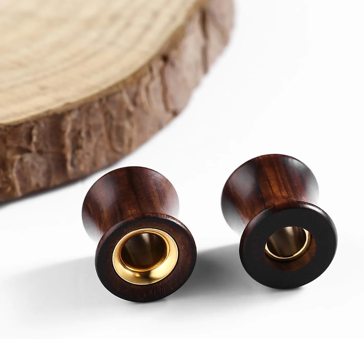 Ear Gauge Expander 00G-7/8 inch, 2PCS Stainless Steel Tunnels for Ears 8mm-22mm Hollow Bicolor Wooden Earrings for Women Body Piercings Jewelry