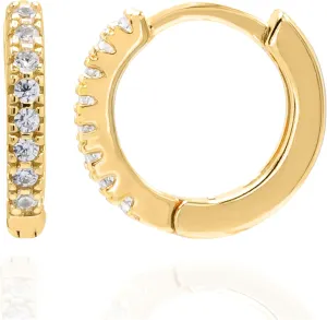 EDEN 14K Gold Plated Cubic Zirconia Small Gold Hoop Earrings For Women, Silver Small Hoop Earrings, Huggie Hoop Earrings