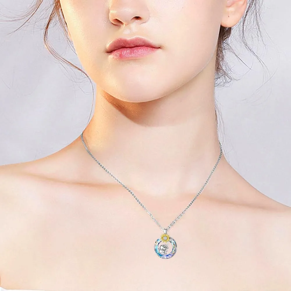 Elephant Necklace 925 Sterling Silver Elephant Pendant Jewelry for Women Christmas Birthday Gifts