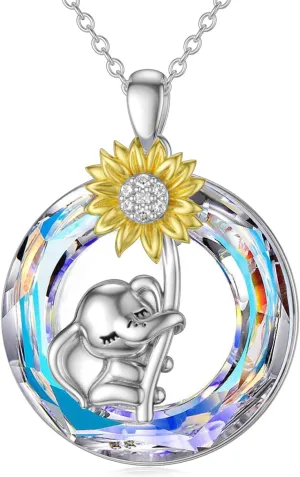 Elephant Necklace 925 Sterling Silver Elephant Pendant Jewelry for Women Christmas Birthday Gifts