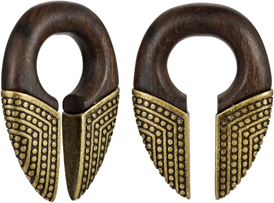 ERKUOO 1 Pair Ear Weights for Stretched Heavy Hanger Wood Ear Gauges Plugs Ear Tunnels Body Piercing Fashion Jewelry 9/16"(14mm)