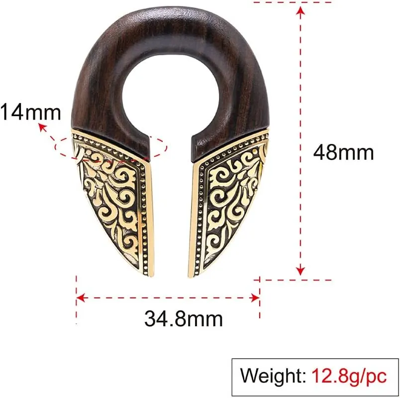 ERKUOO 1 Pair Ear Weights for Stretched Heavy Hanger Wood Ear Gauges Plugs Ear Tunnels Body Piercing Fashion Jewelry 9/16"(14mm)