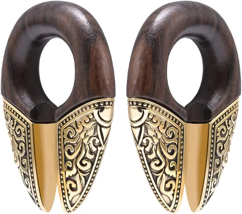 ERKUOO 1 Pair Ear Weights for Stretched Heavy Hanger Wood Ear Gauges Plugs Ear Tunnels Body Piercing Fashion Jewelry 9/16"(14mm)