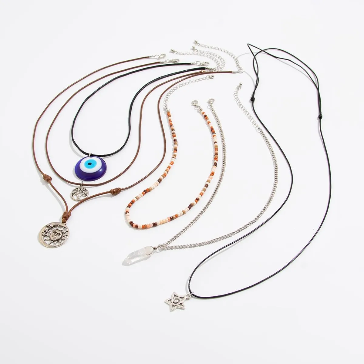 Evil Eye Layered Choker Necklace Adjustable Dainty Link Chain Turkish Blue Glass Evil Eye Necklace Bohemian Necklace Jewelry