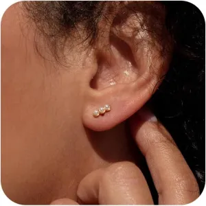 Ewrkbr Pearl Earrings for Women,Dainty 14k Gold Plated Pearl Drop Earrings Cute Gold Pearl Bow Earrings for Women Trendy Gold Pearl Dangle Earrings Charm Gold Jewelry Wedding Earrings for Brides