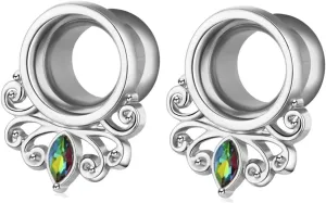 Expander Gauges, 2PCS Ear Gauges Surgical Steel Flower with Cubic Zirconia Ear Gauges 00G Piercing Jewelry Set