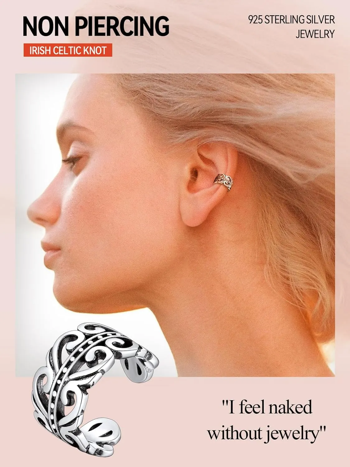 FaithHeart Ear Cuff Earrings for Women Non Piercing Lightweight Sterling Silver Ear Cuff for Non Pierced Ears Hypoallergenic Fake Earrings with Gift Box