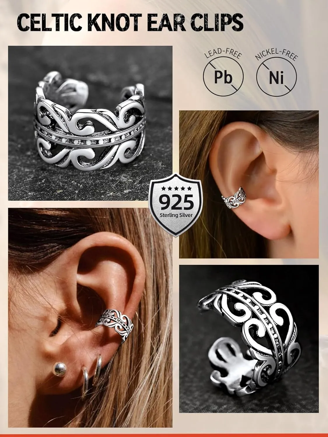 FaithHeart Ear Cuff Earrings for Women Non Piercing Lightweight Sterling Silver Ear Cuff for Non Pierced Ears Hypoallergenic Fake Earrings with Gift Box