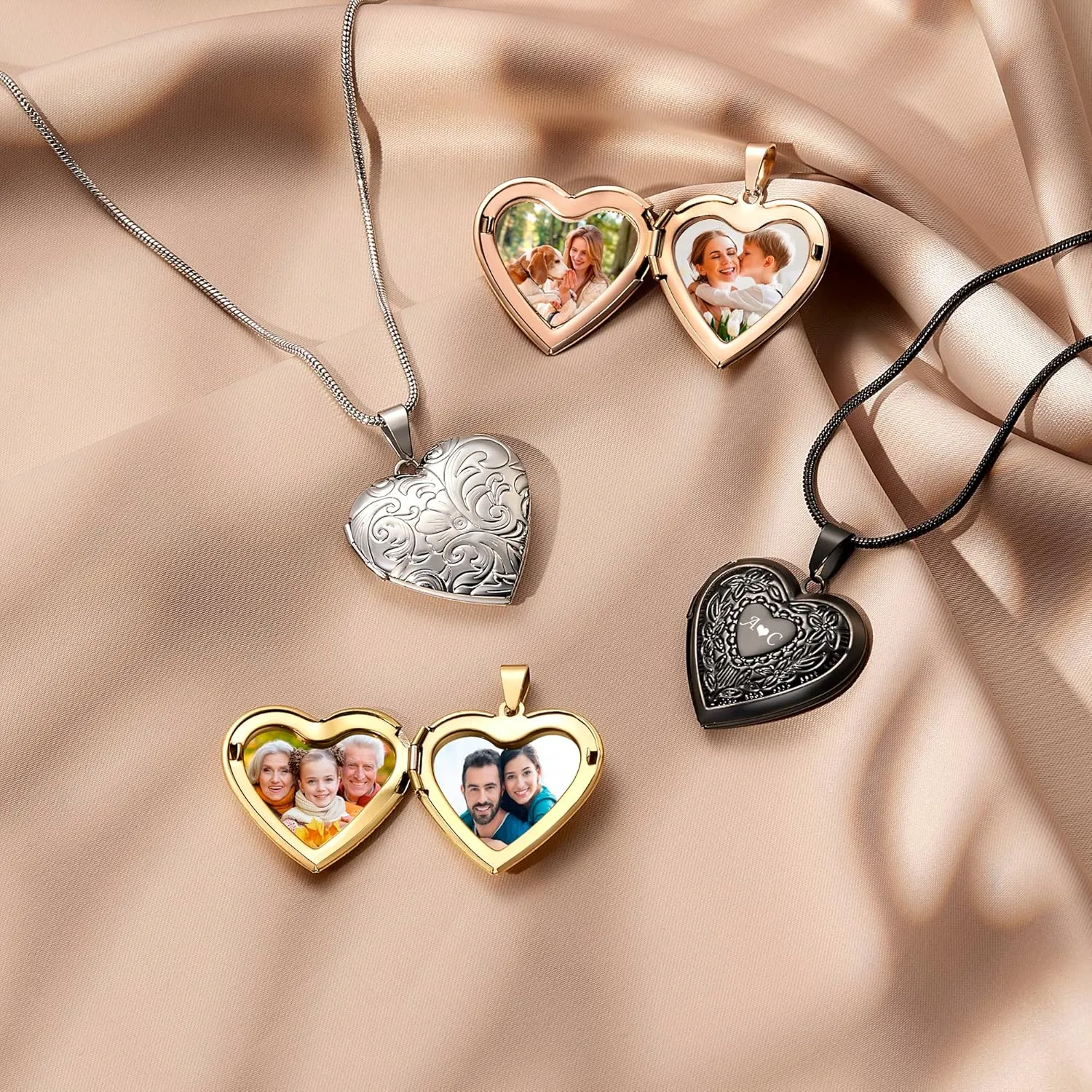 Fanery Sue Heart Locket Necklace That Holds Pictures,Picture Pendant Custom Locket Jewelry Gifts for Women