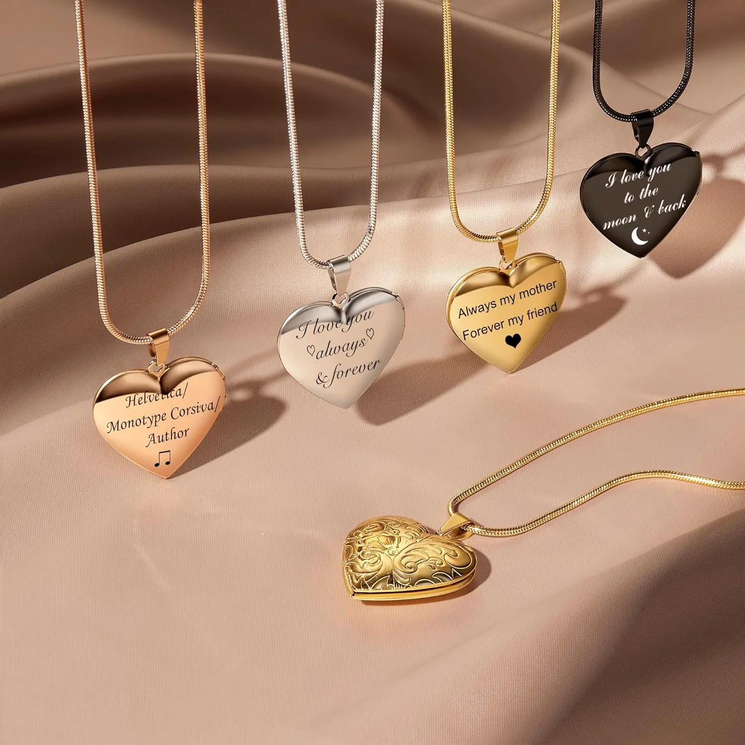 Fanery Sue Heart Locket Necklace That Holds Pictures,Picture Pendant Custom Locket Jewelry Gifts for Women