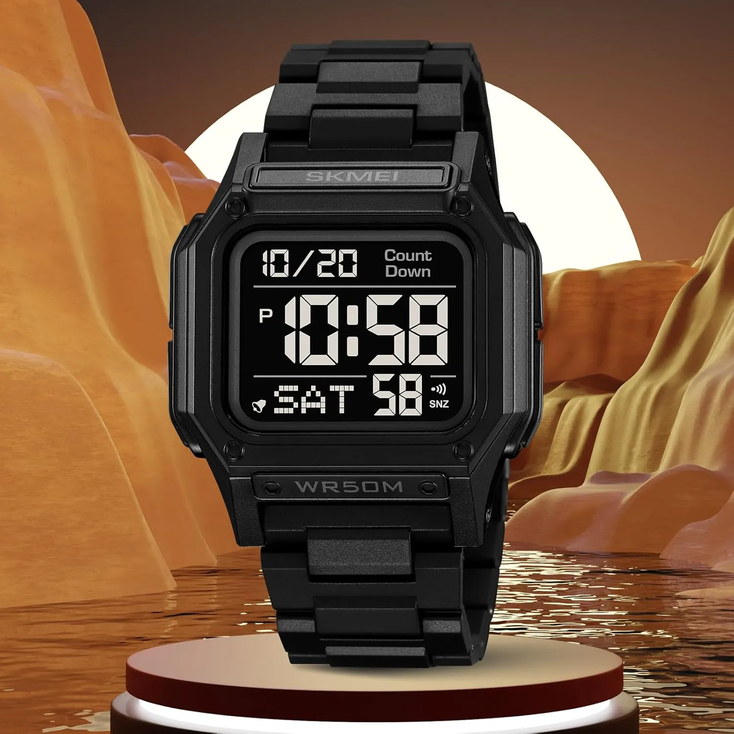 FANMIS Men's Military Sports Watch Multi-Functional Digital Square Face Electronics Watches LED Back Light Waterproof Watch Student Outdoor Electronic Watch