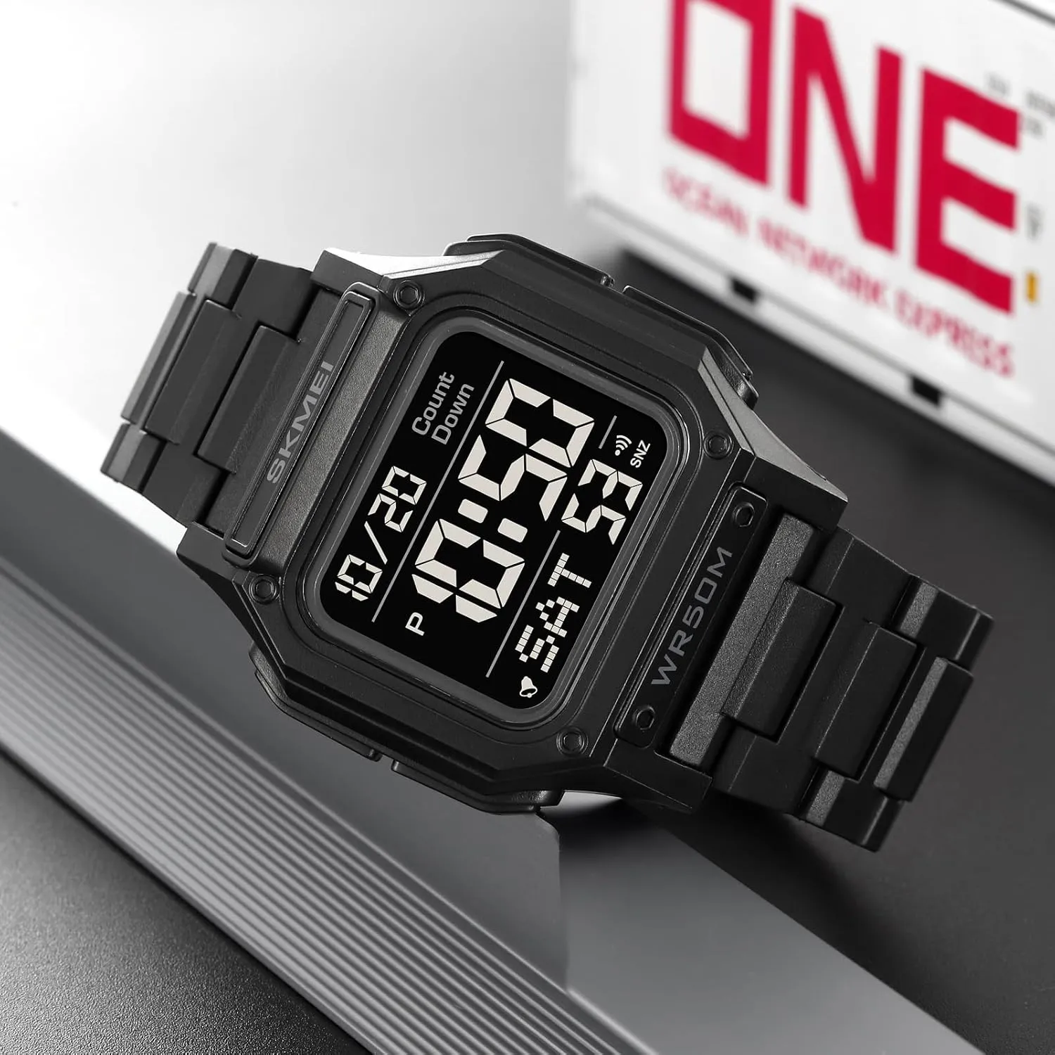 FANMIS Men's Military Sports Watch Multi-Functional Digital Square Face Electronics Watches LED Back Light Waterproof Watch Student Outdoor Electronic Watch