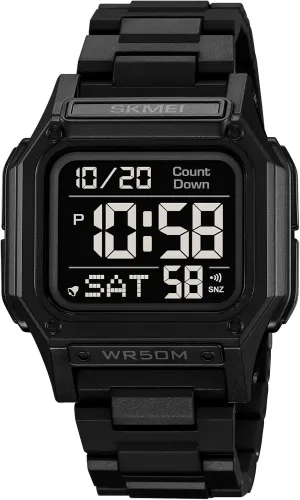 FANMIS Men's Military Sports Watch Multi-Functional Digital Square Face Electronics Watches LED Back Light Waterproof Watch Student Outdoor Electronic Watch