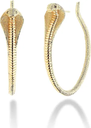 FETTERO Gold Earrings for Women Snake Earrings 14K Gold Plated Boho Dainty Earrings Simple Delicate Handmade Stud Earrings Snake Shape Open C Hoops Hypoallergenic Earrings Gold Jewelry Gift