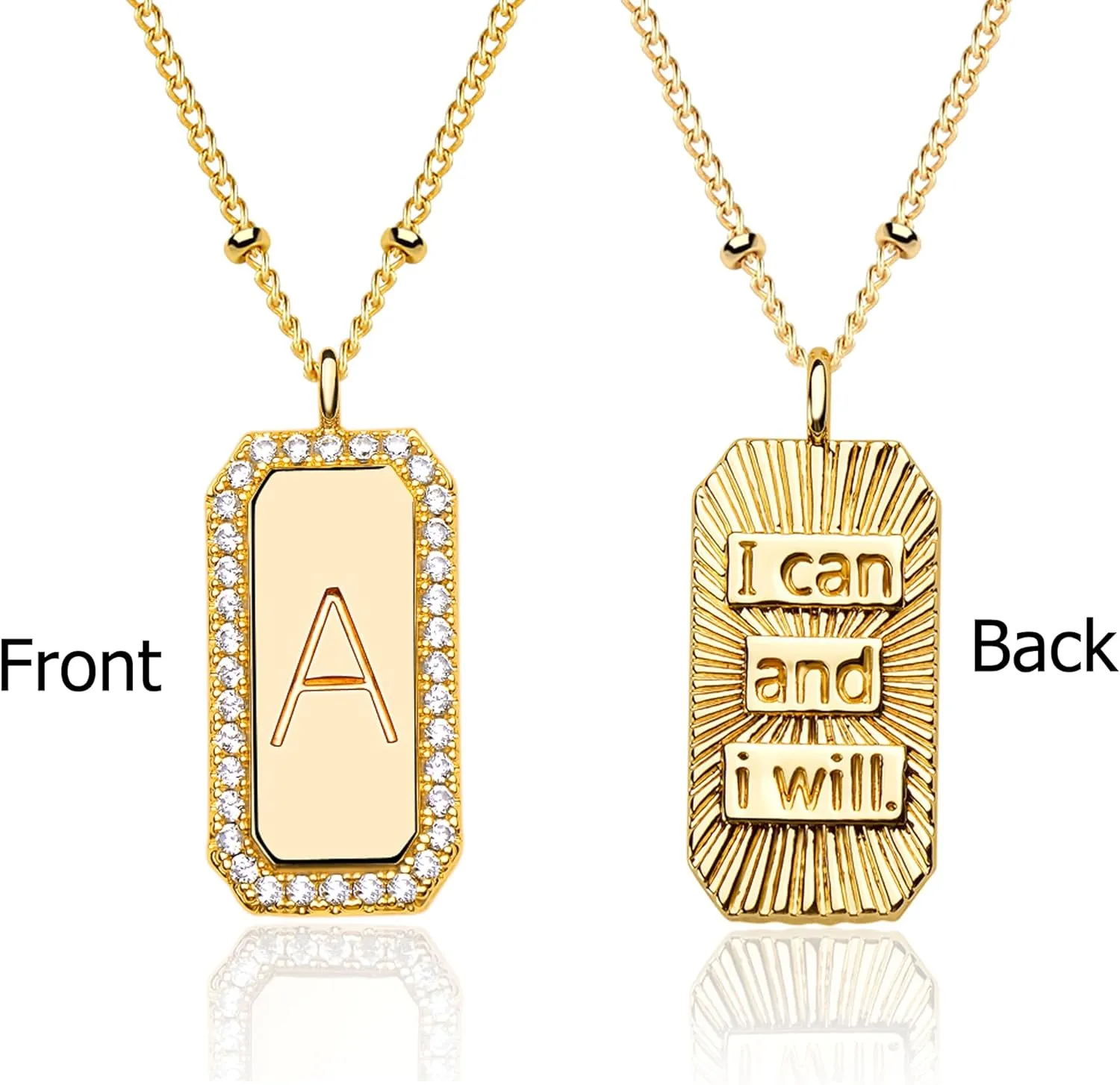 Fettero Gold Layered Initial Necklace for Women 14K Gold Plated Letter Necklace Dainty Gold Name Necklace Chain Choker Personalized Initial Tag Pendant Necklace for Women Trendy Gold Jewelry Gift