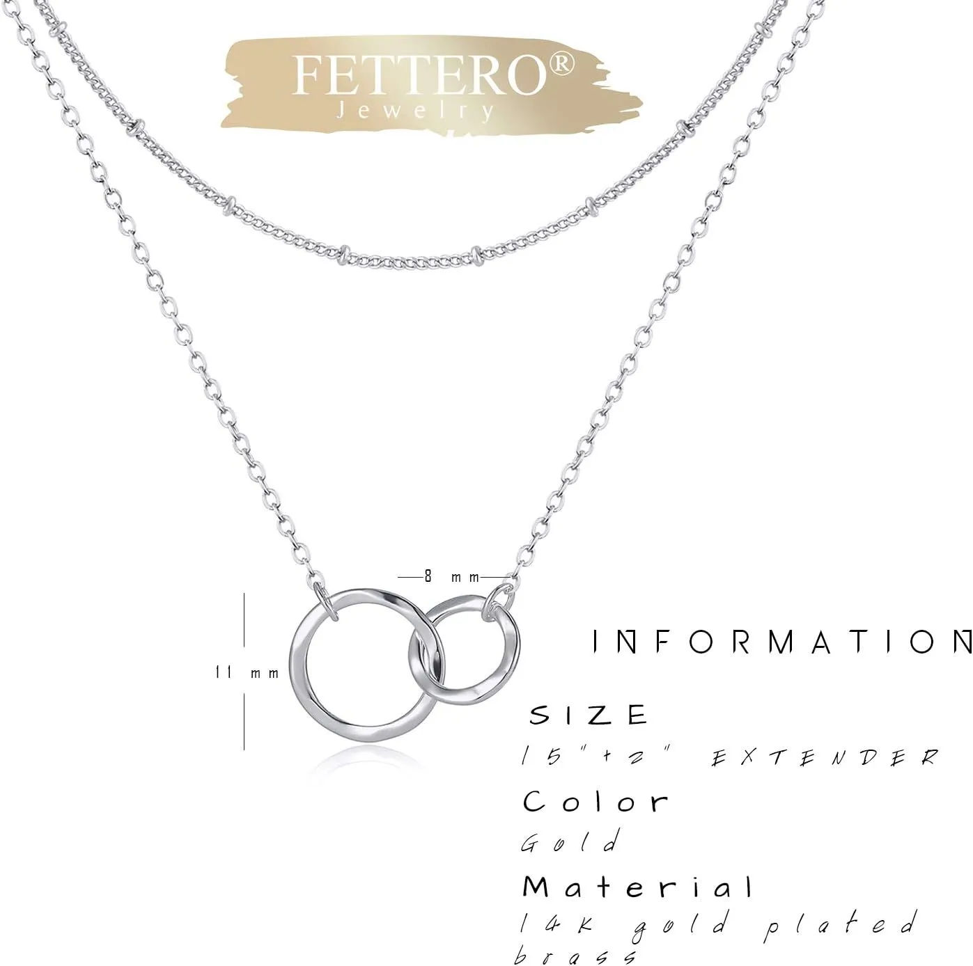 Fettero Pendant Necklace Gold Choker Layered Coin Open Karma Circle Full New Crescent Moon 14K Gold Plated Dainty Simple Moon Phase Jewelry for Women Gift