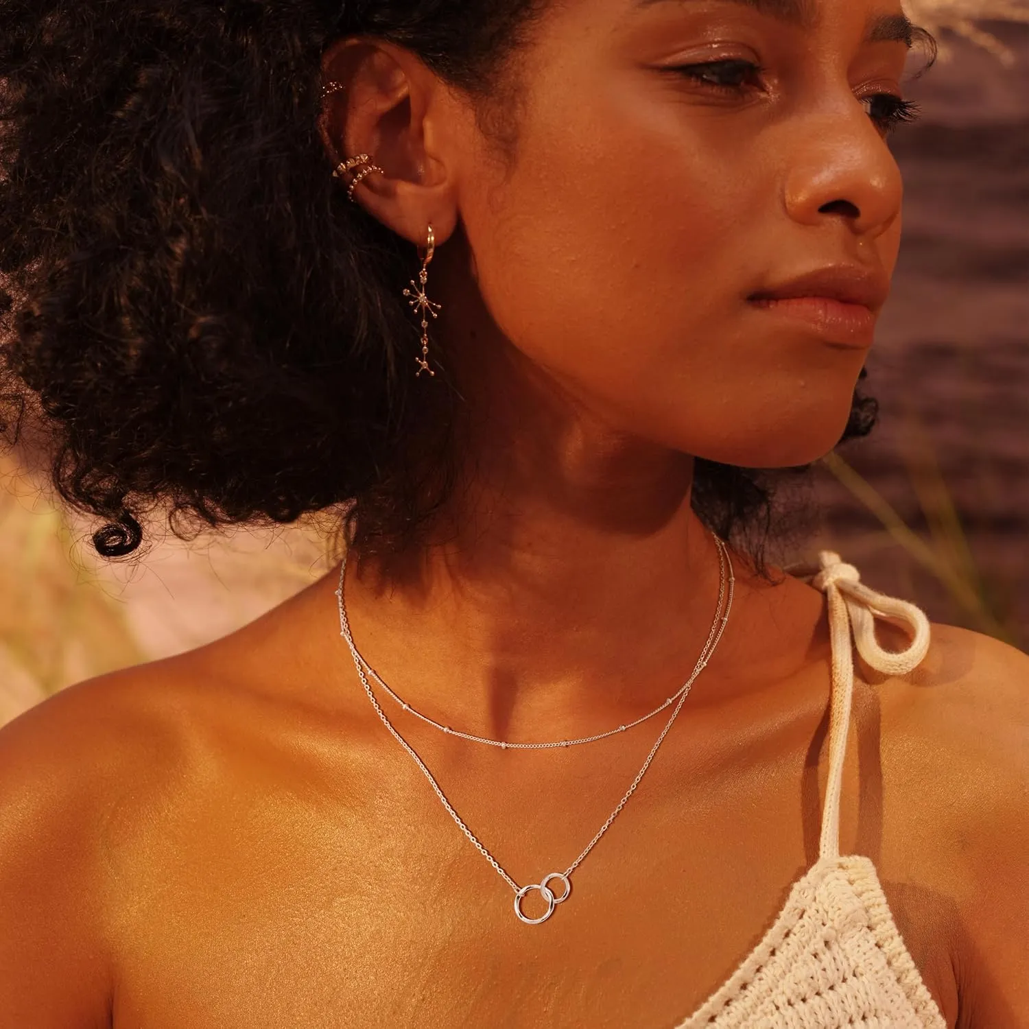 Fettero Pendant Necklace Gold Choker Layered Coin Open Karma Circle Full New Crescent Moon 14K Gold Plated Dainty Simple Moon Phase Jewelry for Women Gift