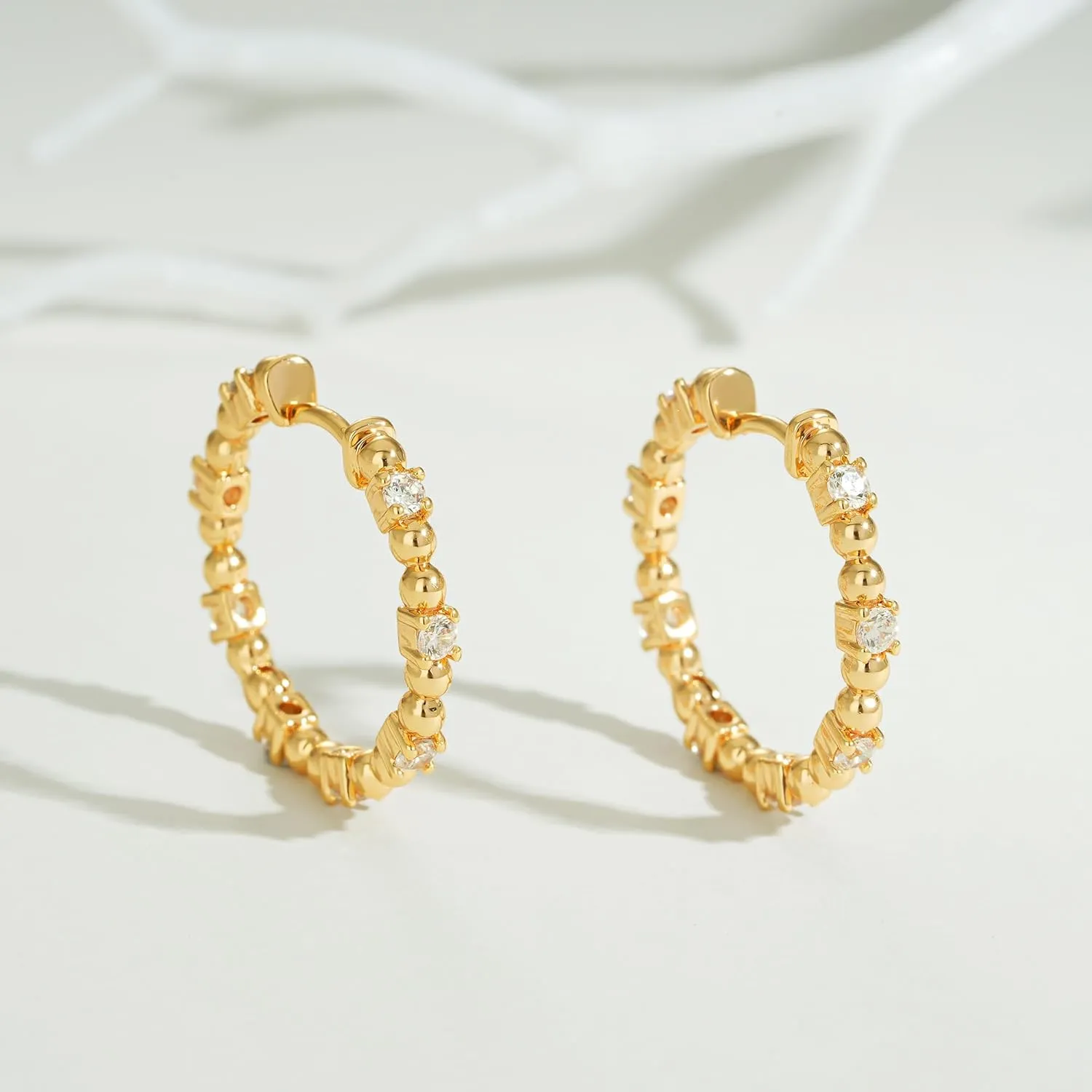 FETTERO Women Hoop Earrings 14K Gold Plated Delicate Hypoallergenic Earrings Small Huggie Hoops Dainty Earring Jewelry for Everyday Wear