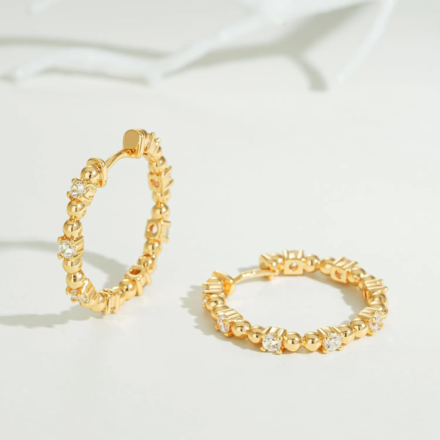 FETTERO Women Hoop Earrings 14K Gold Plated Delicate Hypoallergenic Earrings Small Huggie Hoops Dainty Earring Jewelry for Everyday Wear
