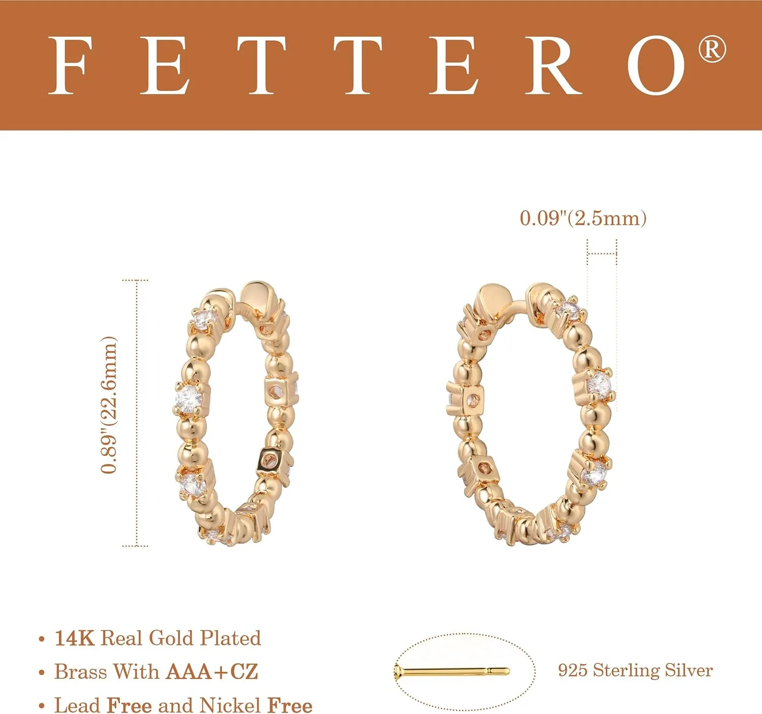 FETTERO Women Hoop Earrings 14K Gold Plated Delicate Hypoallergenic Earrings Small Huggie Hoops Dainty Earring Jewelry for Everyday Wear