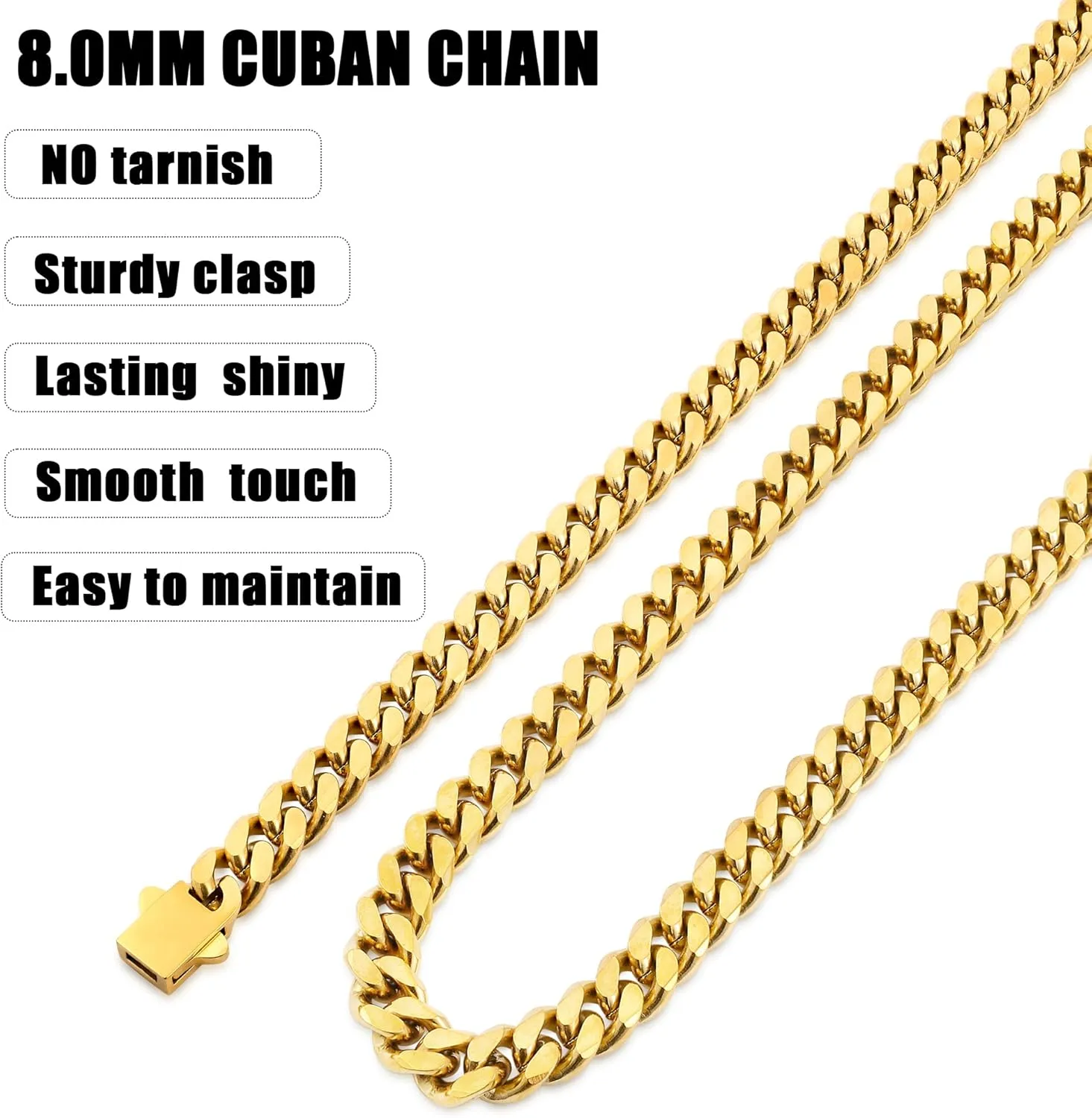 Fiusem 3.5mm Cuban Link Chains for Men, Silver Tone/Black/14K Gold Plated Stainless Steel Necklace Chain, Mens Necklace 16, 18, 20, 22, 24, 26, 28 Inch