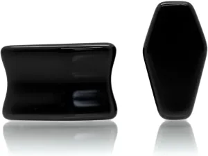 Forbidden Body Jewelry Natural Obsidian Black Stone Coffin Shaped Double Flare Plugs, Gauges, Tunnels