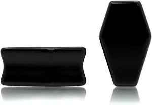 Forbidden Body Jewelry Natural Obsidian Black Stone Coffin Shaped Double Flare Plugs, Gauges, Tunnels