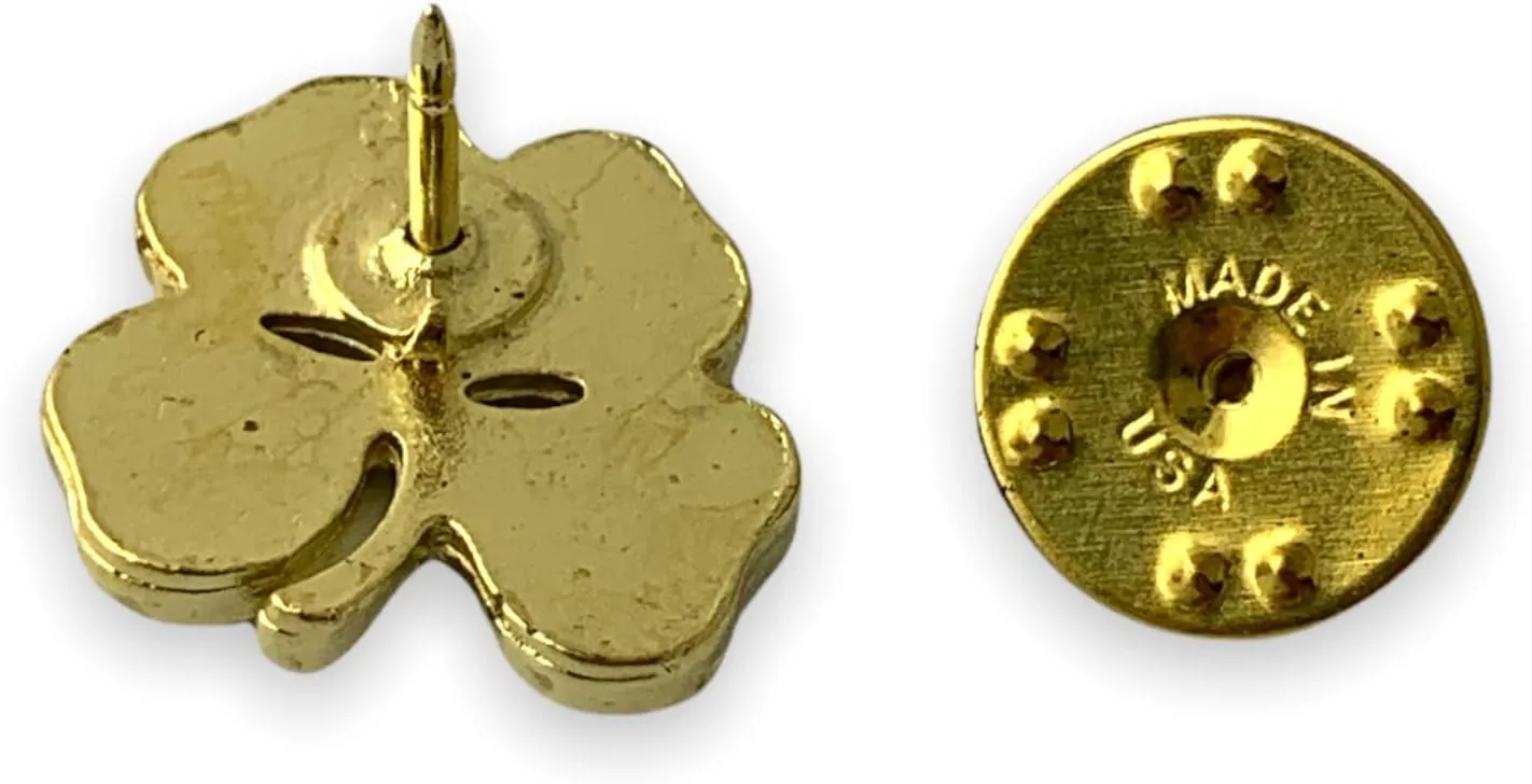 Four Leaf Clover Shamrock Lapel Pin  Lucky Gold Pin for Saint Patrick's Day  Irish Brooch for Hats, Jackets, and Backpacks by StockPins  Made in USA
