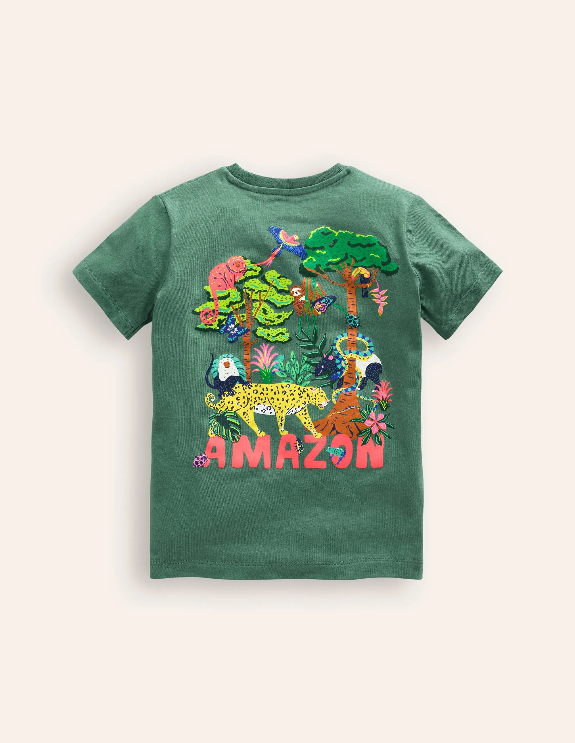 Front & Back Printed T-shirt-Spruce Green Amazon