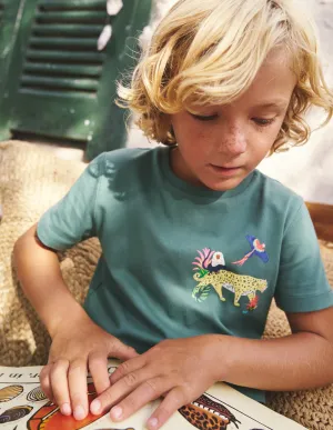 Front & Back Printed T-shirt-Spruce Green Amazon