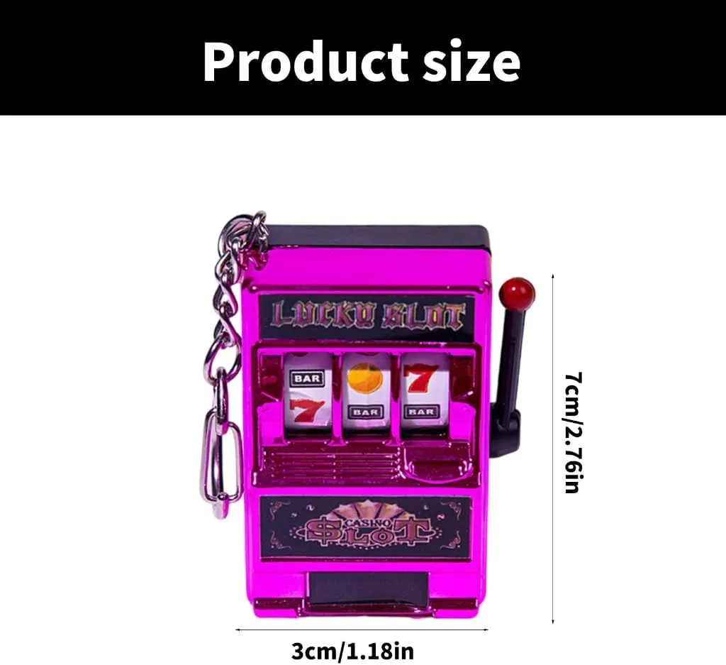 Fruit Slot Machines Keychain Charm Portable Fun Game Pendant Keyring Entertainment Accessory for Kids and Adults