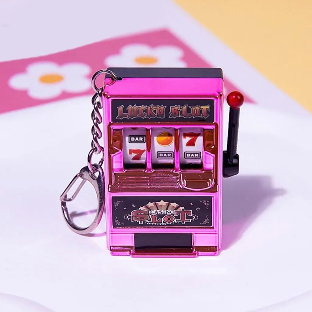 Fruit Slot Machines Keychain Charm Portable Fun Game Pendant Keyring Entertainment Accessory for Kids and Adults