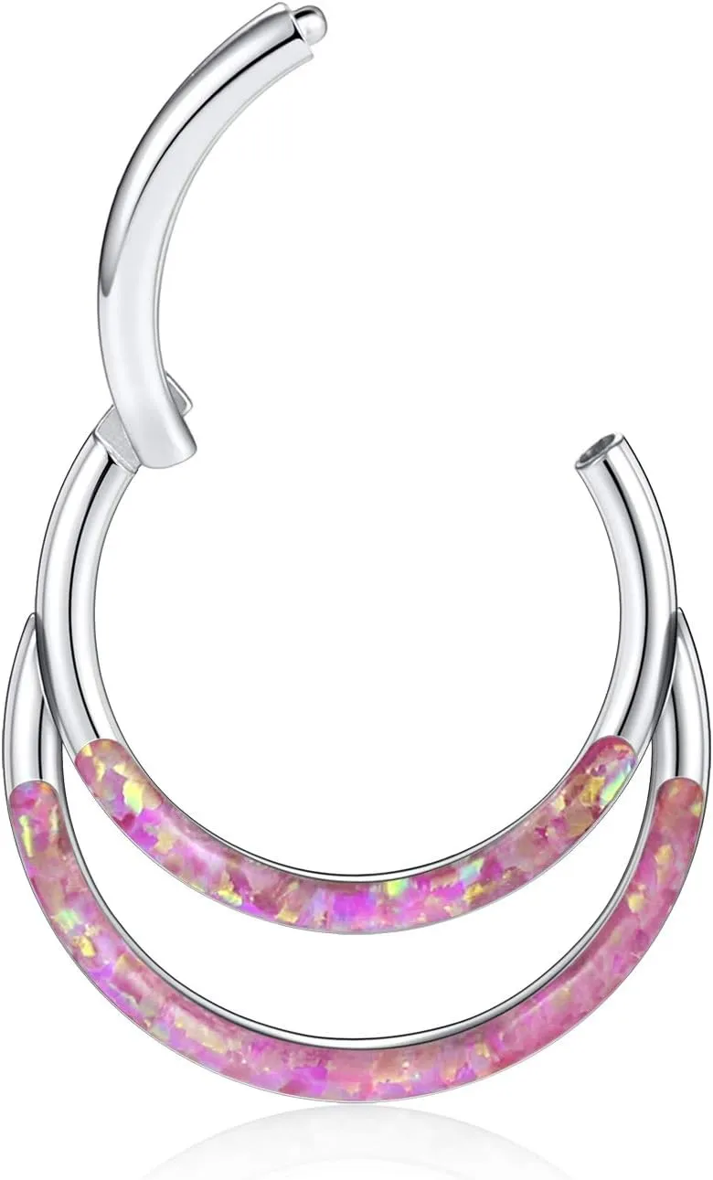 FUNLMO 316L Surgical Steel Septum Ring Double Hoop Nose Ring Daith Tragus Helix Rook Conch Piercing Jewelry Cartilage Hoop Earring