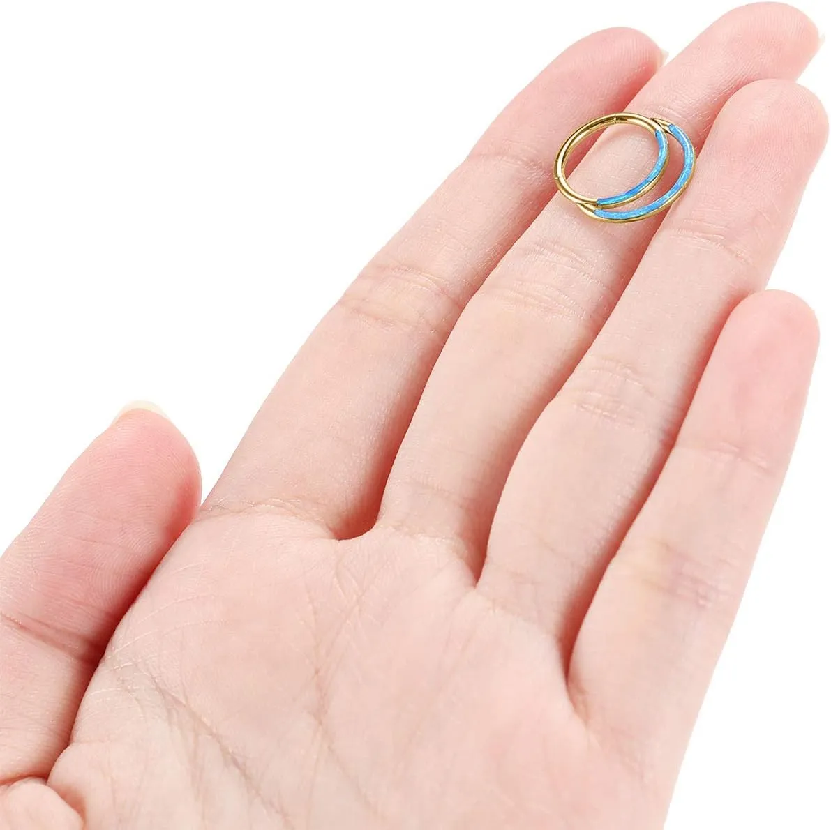 FUNLMO 316L Surgical Steel Septum Ring Double Hoop Nose Ring Daith Tragus Helix Rook Conch Piercing Jewelry Cartilage Hoop Earring